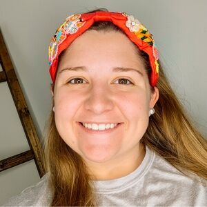 Treasure Jewels Vibrant Red Embroidered Butterfly Headband